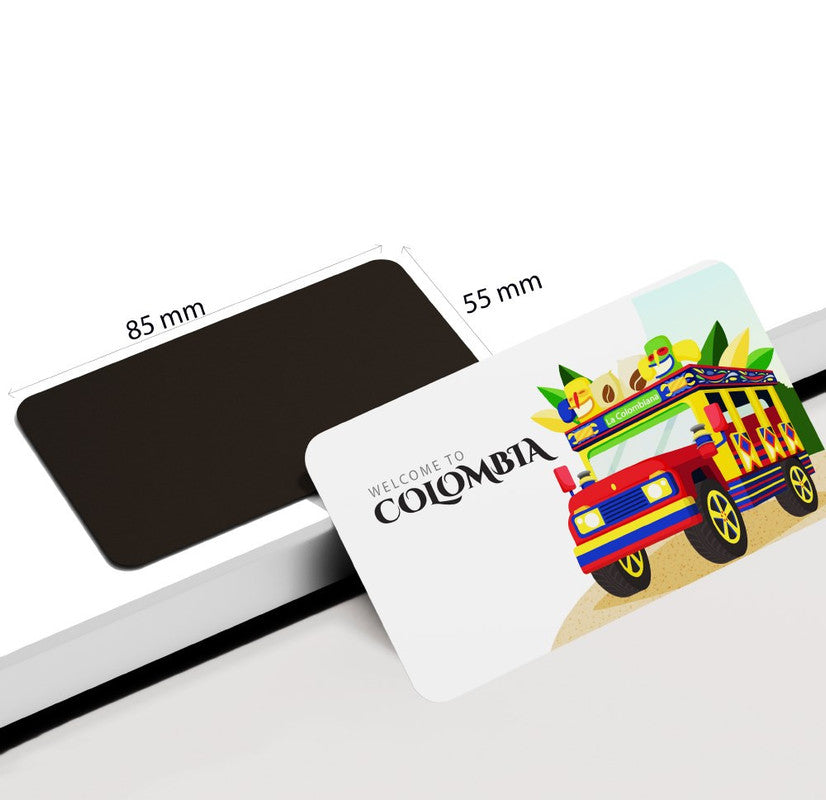 dhcrafts Rectangular Rubber Fridge Magnet / Magnetic Card Multicolor Colombia D2 Design Pack of 1 (8.6cm x 5.4cm)